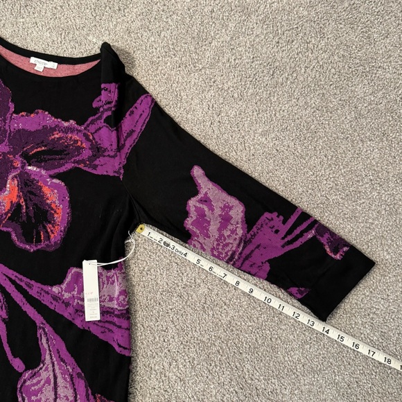 NWT Chico’s Black and Purple Floral Pullover Sweater Tunic XXL - Picture 6 of 8